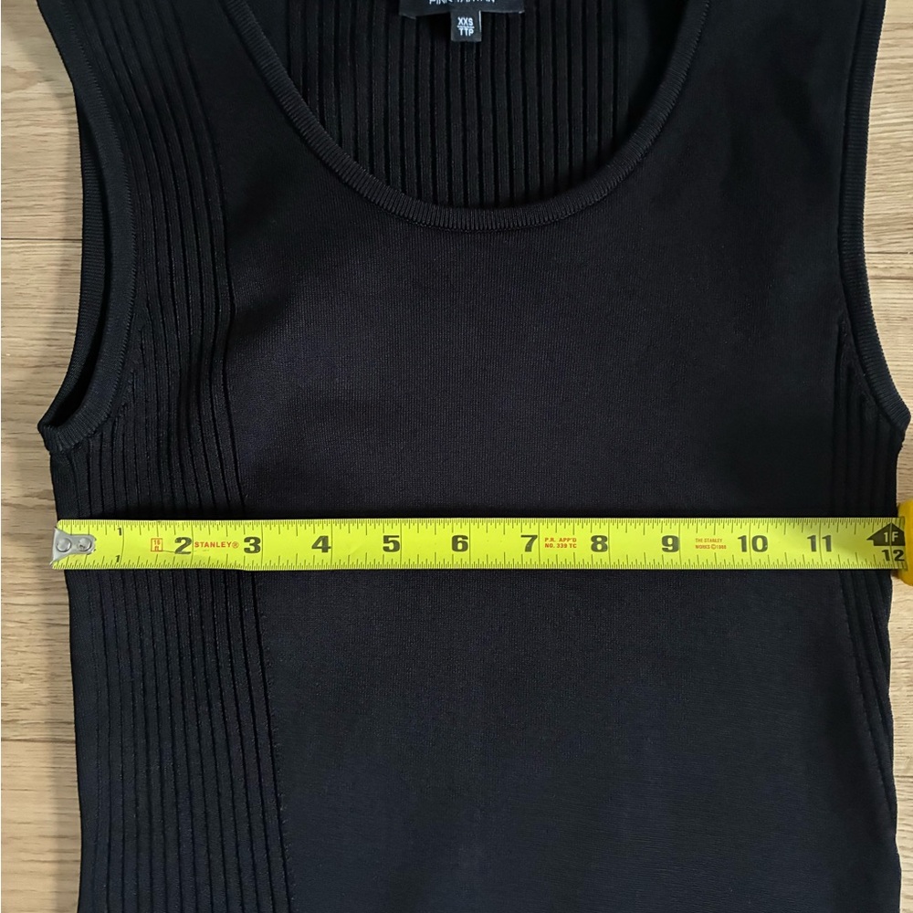 Pink Tartan Black Asymmetrical Ribbed Knit Bodycon Dress Sleeveless XXS XS - Picture 3 of 6